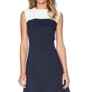 Kate Spade Navy White A Line Sleeveless Color block Dress 6